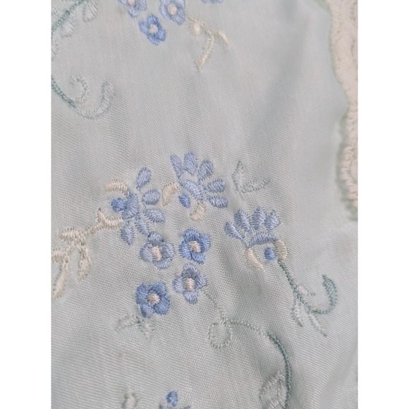 SINGLE STITCH!😍Vntg Barbizon Nightgown M Pale Mint Satin Embroidered Lace Trim - Picture 5 of 16